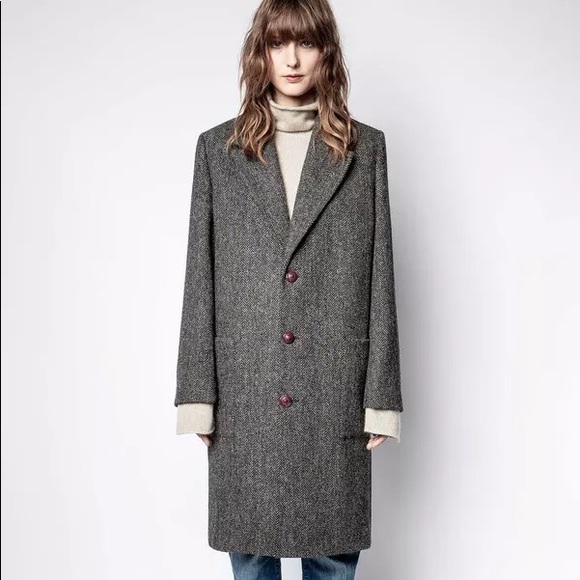 NWT $798 Zadig & Voltaire Macy Wool Check Coat - Picture 1 of 7